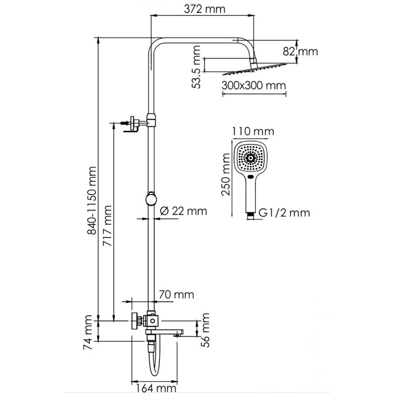 Душевая система WasserKraft SK19901CH