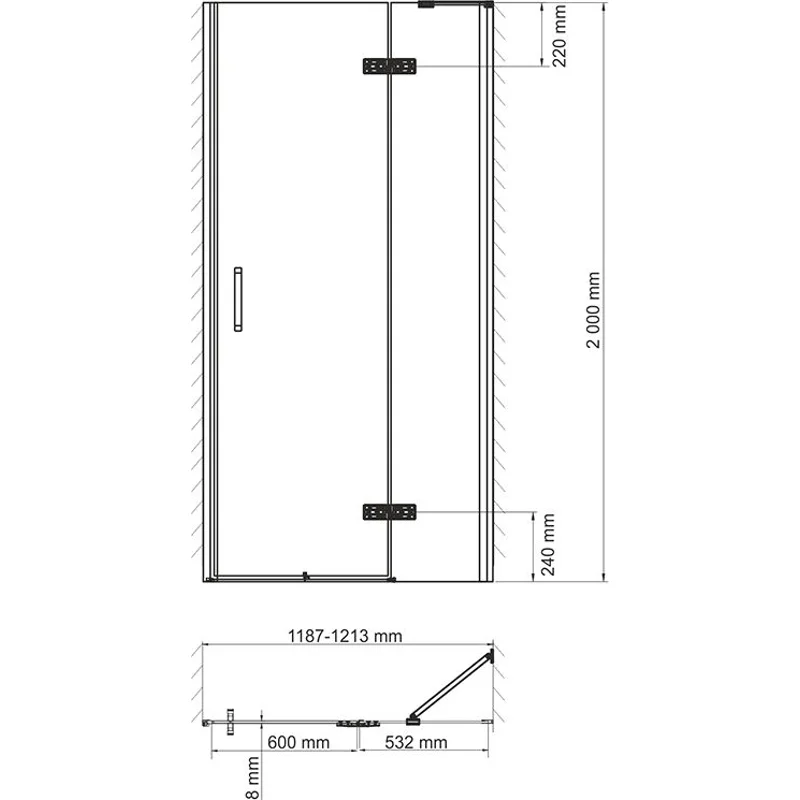 Стекло душевой двери Wasserkraft Aller 120х200 10H05-SPR