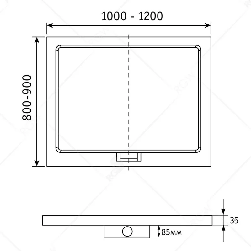 Душевой поддон RGW GWS-21 80 x 120 см, прямоугольный, из искусственного камня, белый, 03150282-01