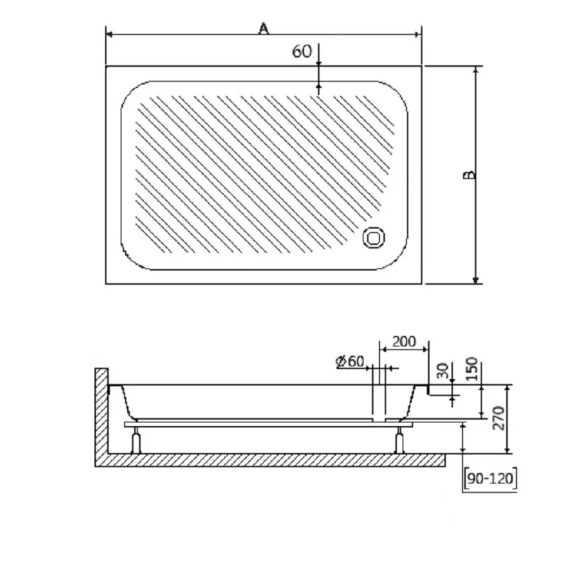 Душевой поддон RGW B/CL-S 70 x 90 см, прямоугольный, акриловый, белый, 16180279-51