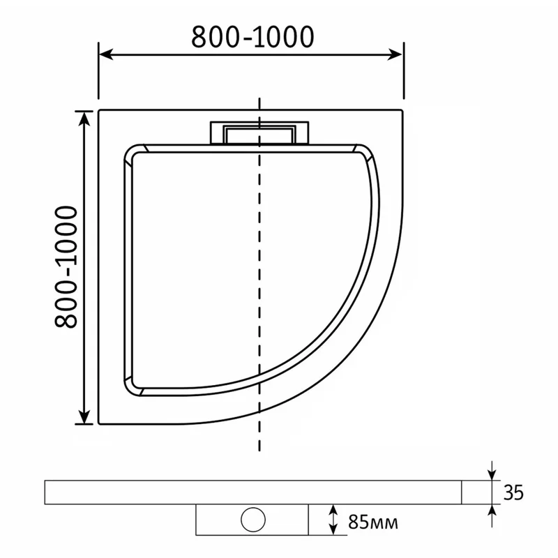 Душевой поддон RGW GWS-31, 100 x 100 см, четверть круга, из искусственного камня, белый, 03150400-01