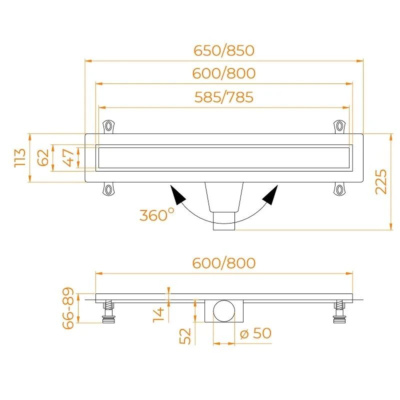 Дренажный канал RGW Drain Leo-21 60212140-01, 40 см, под плитку, хром