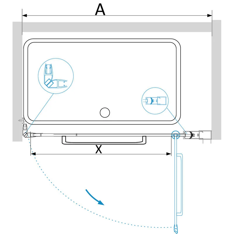 Душевая дверь в нишу RGW Passage PA-103B 020810308-14, 80 см, стекло прозрачное, профиль черный