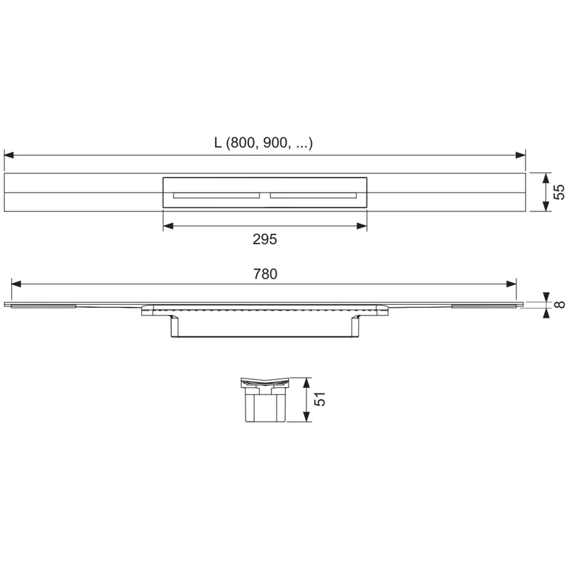 Душевой лоток Tece Drainprofile 160 671621 с решеткой с черным PVD покрытием