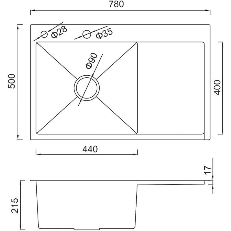 Мойка для кухни с коландером из нержавеющей стали Gappo GS7850-6R