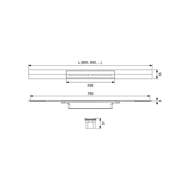 Душевой лоток Tece Drainprofile 80 670811 с решеткой PVD Polished Black Chrome