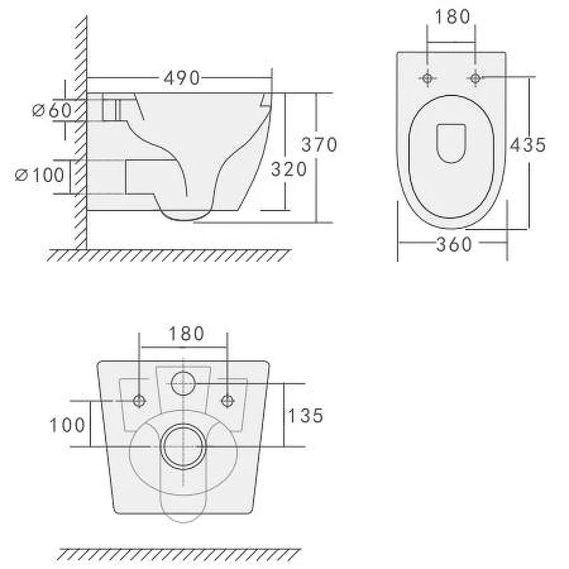Унитаз ORLTER Aria PP подвесной безободковый Ceruttispa CT10571 (490х360х370)