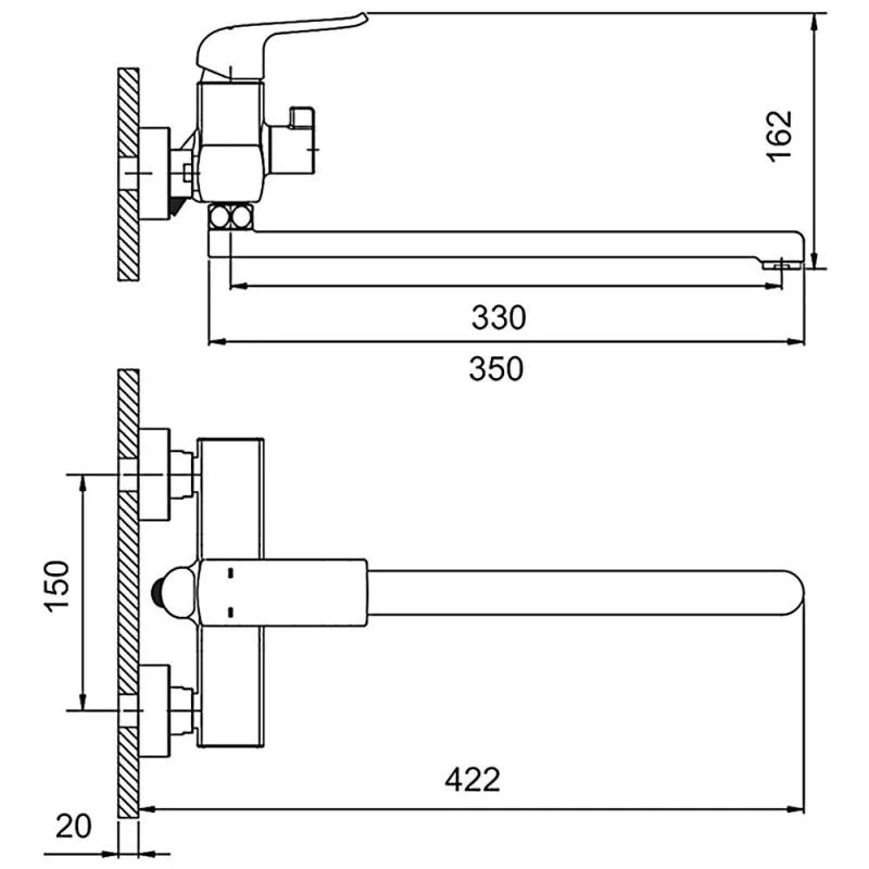 Смеситель для ванны Gappo G50 G2250-8 универсальный Хром