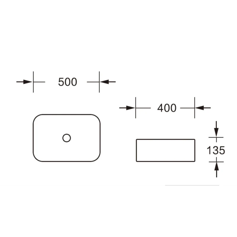 Раковина CR0084 накладная, белая, прямоугольная 500х400х135 Ceruttispa