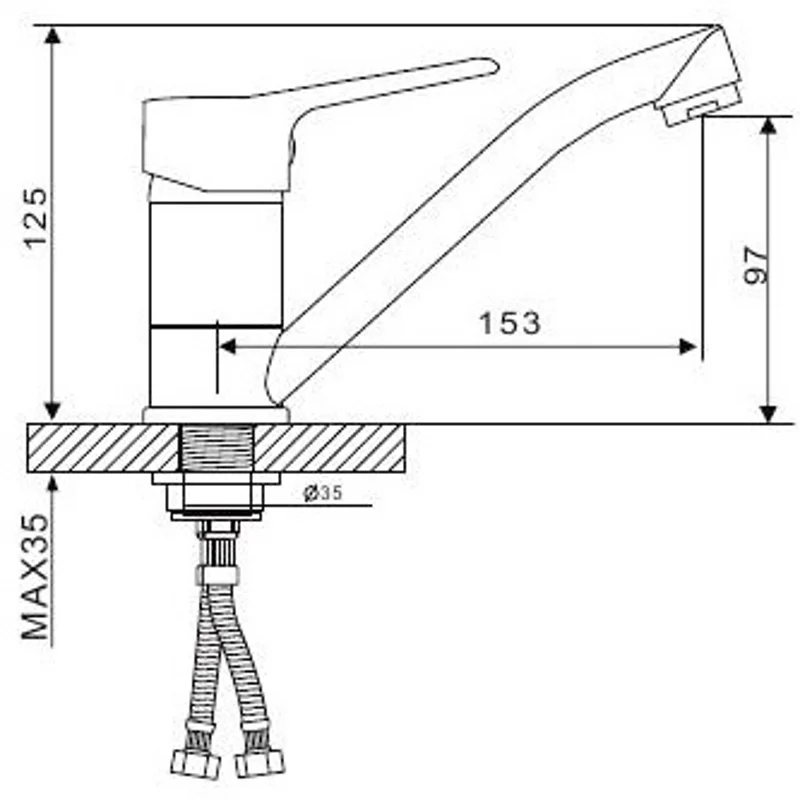 Смеситель для раковины/кухни с гайкой хром G4536