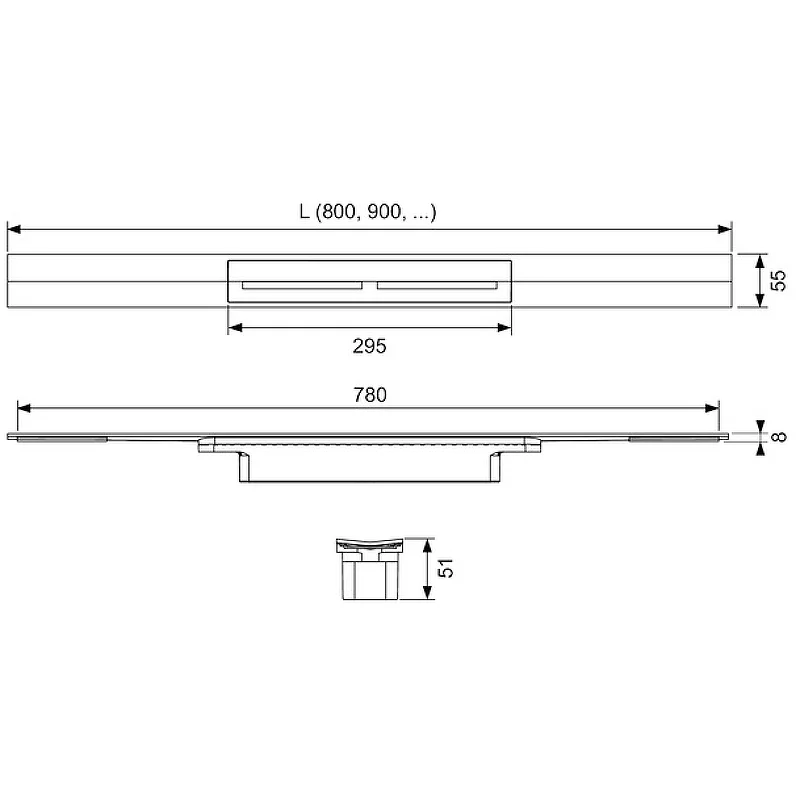 Душевой лоток Tece Drainprofile 80 670821 с решеткой с черным PVD покрытием