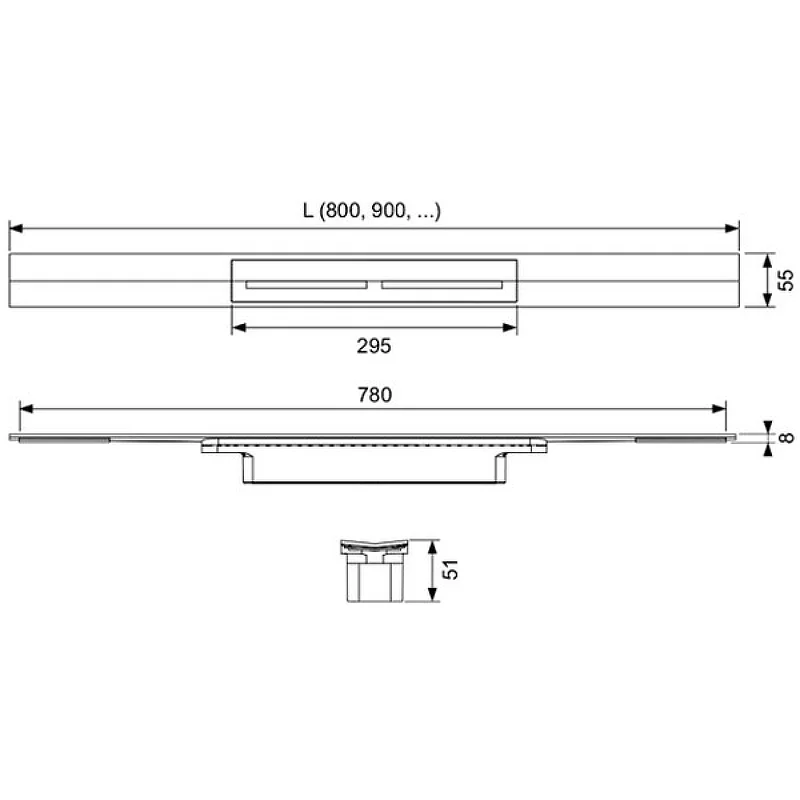 Душевой лоток Tece Drainprofile 160 671600 с решеткой Хром матовый