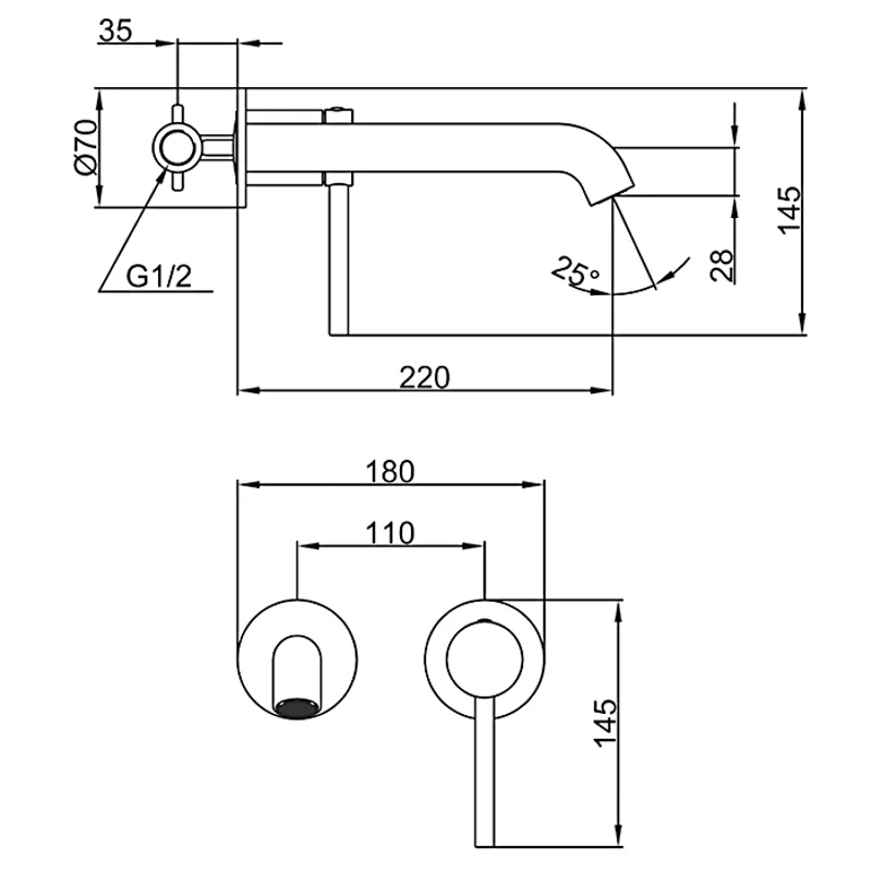 Встраиваемый смеситель для раковины Gappo G06-9 G1206-9