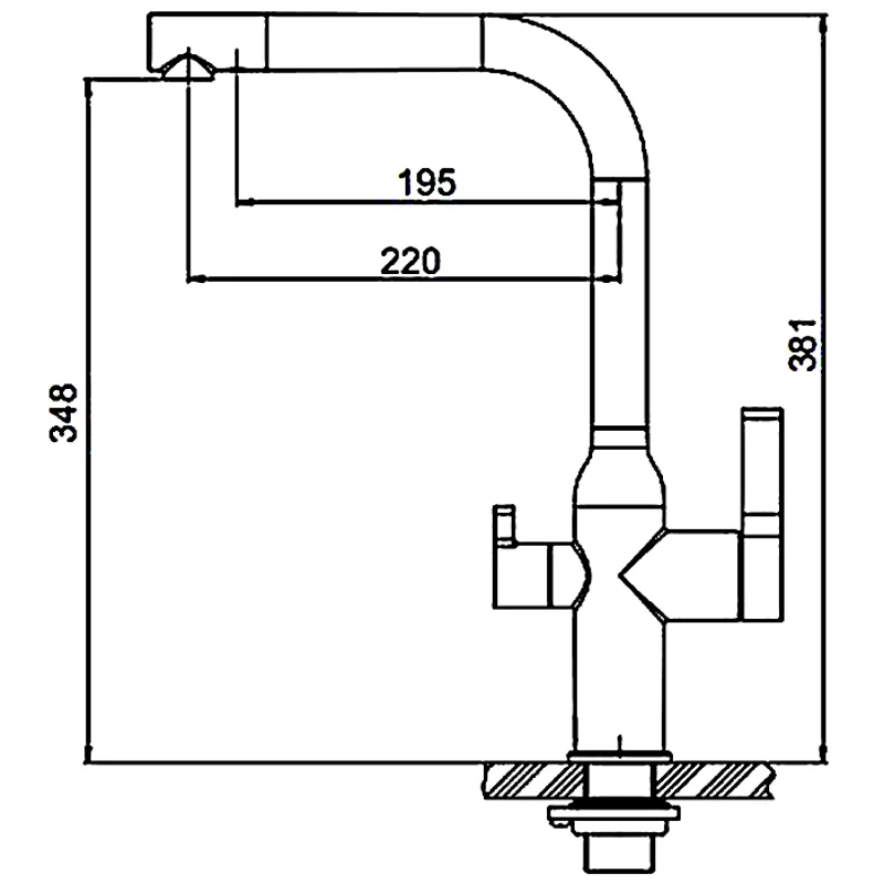 Смеситель для кухни со встроенным фильтром (краном) под питьевую воду Gappo G4399-4