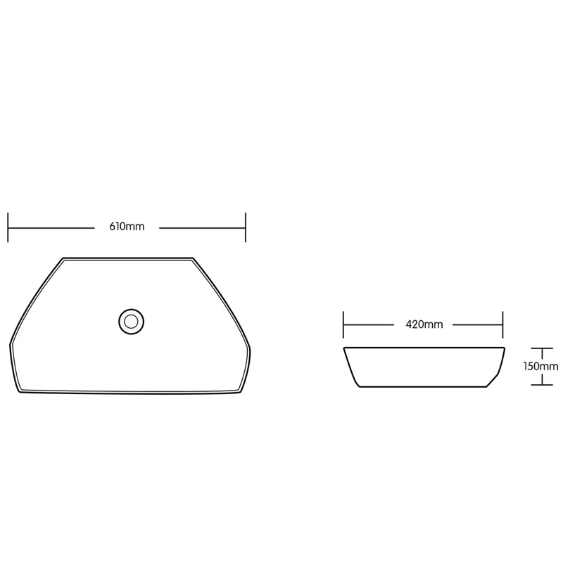 Раковина CR7070 накладная, белая, асимметричная 610х420х150 Ceruttispa