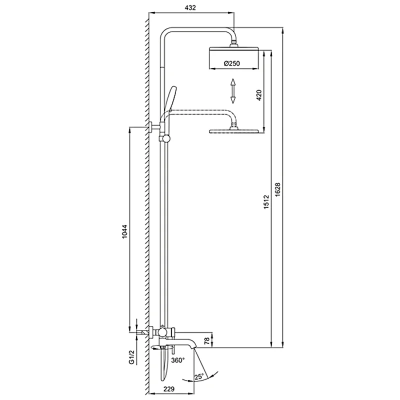 Душевая стойка со смесителем Gappo G06 G2406 Хром