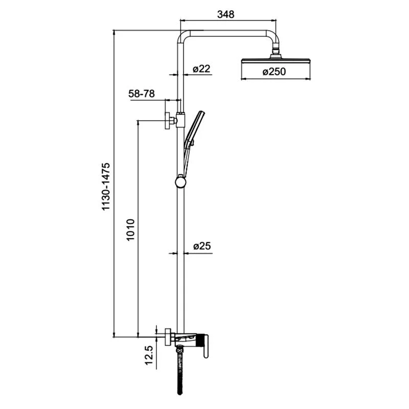 Душевая стойка со смесителем Gappo G2495-96 Черная