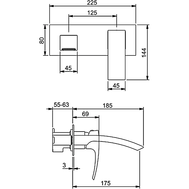 Встраиваемый смеситель для раковины Gappo G07 G1007-2
