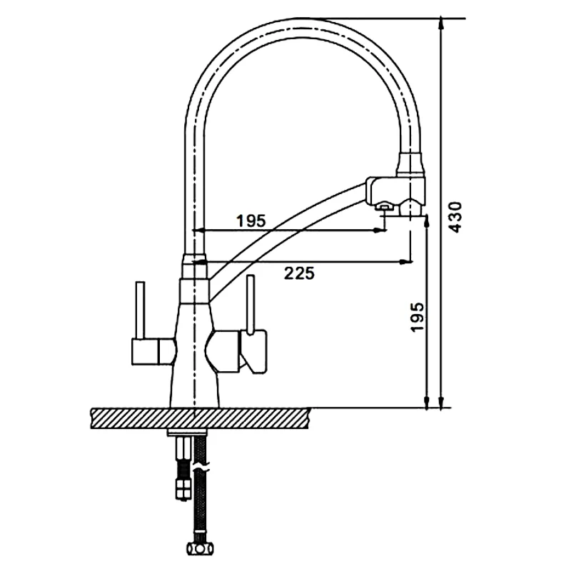 Смеситель для кухни со встроенным фильтром (краном) под питьевую воду Gappo G4398-17