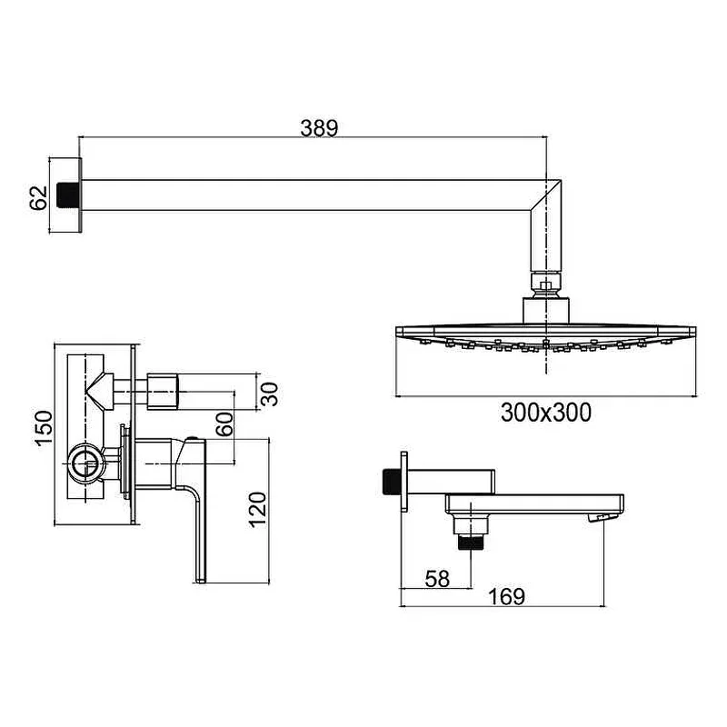 Душевой комплект Gappo G17-6 G7117-6 С ВНУТРЕННЕЙ ЧАСТЬЮ, черный