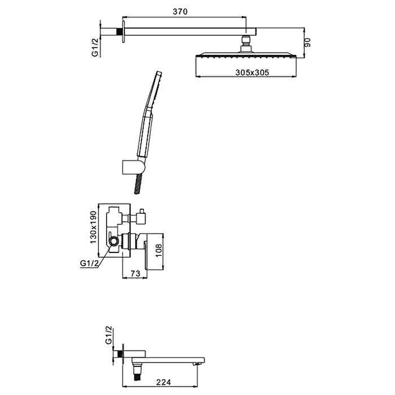 Душевой комплект Gappo G7199-20