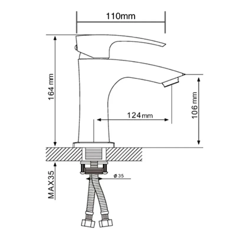 Смеситель для раковины с гайкой сатин G1007-5