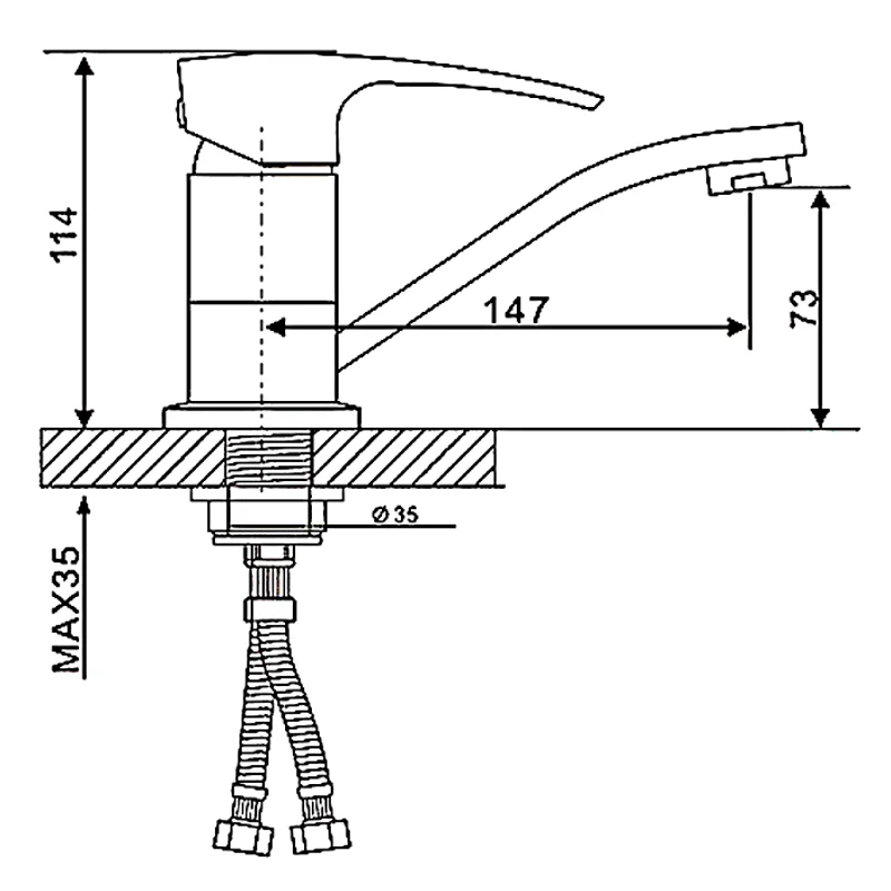 Смеситель для раковины/кухни с гайкой хром G4507