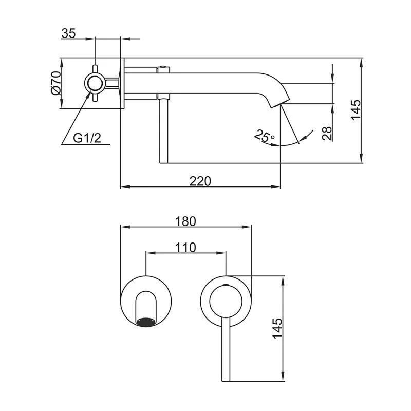 Встраиваемый смеситель для раковины Gappo G06-3 G1206-3