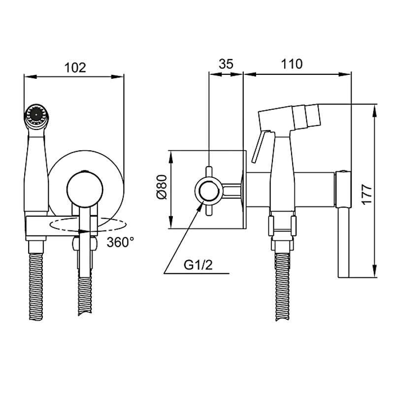Гигиенический душ со смесителем Gappo G06-6 G7206-6 Черный матовый
