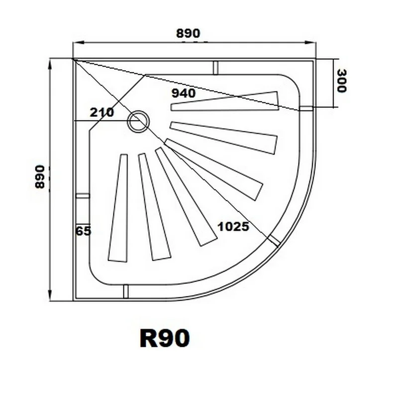 Поддон R90 Ceruttispa полукруглый (90х90х12)
