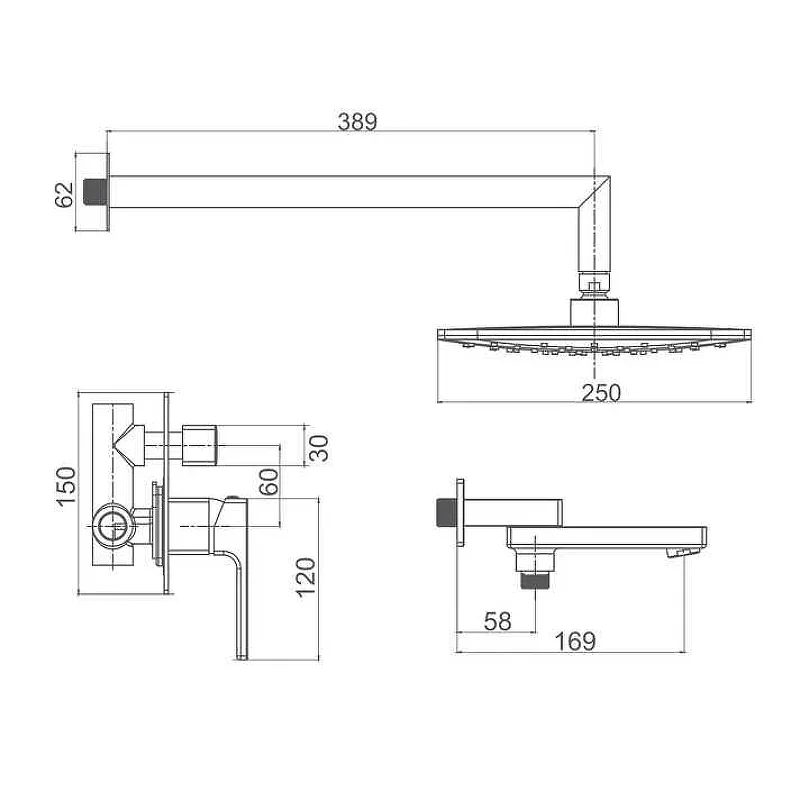 Душевой комплект Gappo G7117-8
