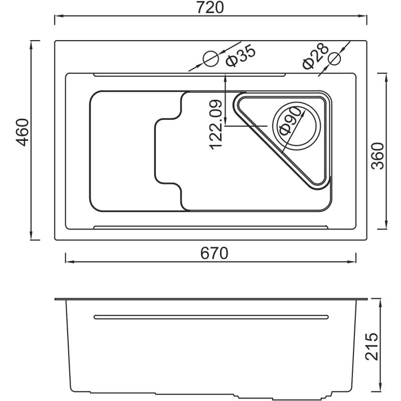Мойка для кухни с коландером из нержавеющей стали Gappo GS7246-6