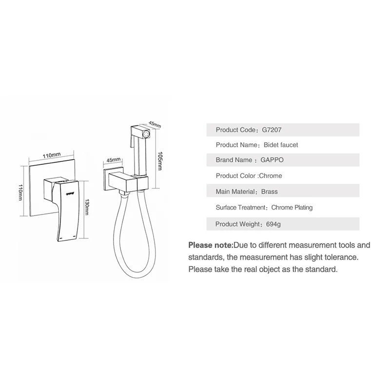 Гигиенический душ со смесителем Gappo Jacob G7207 Хром