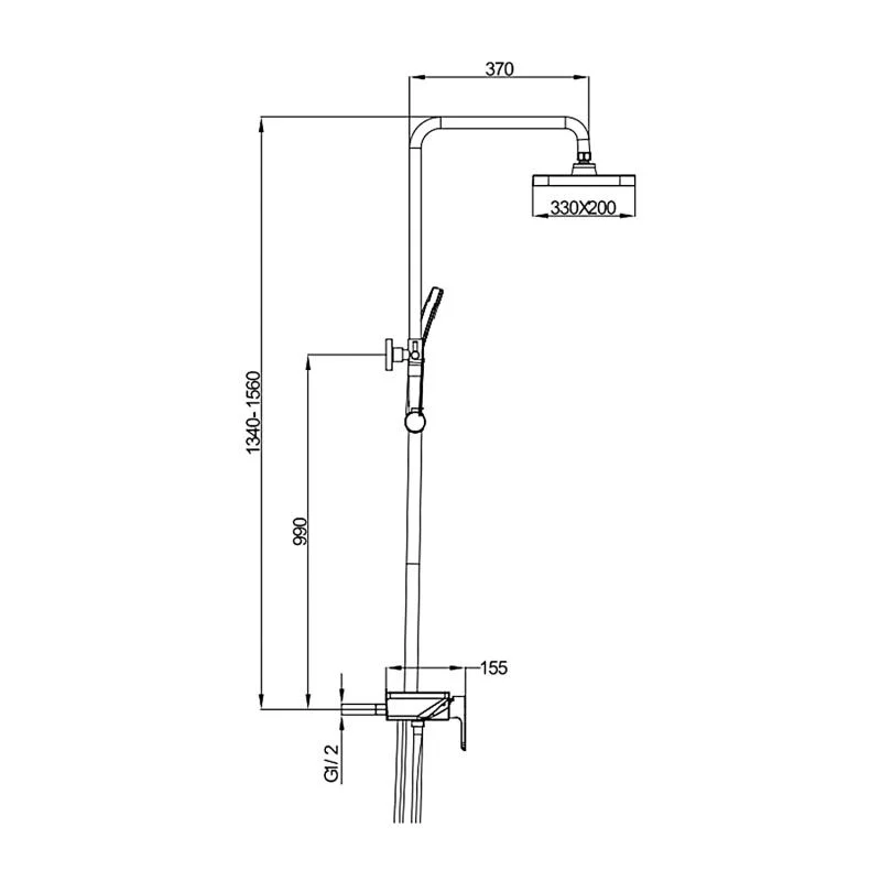 Душевая стойка со смесителем Gappo G2496-19 Графит, оруж сталь