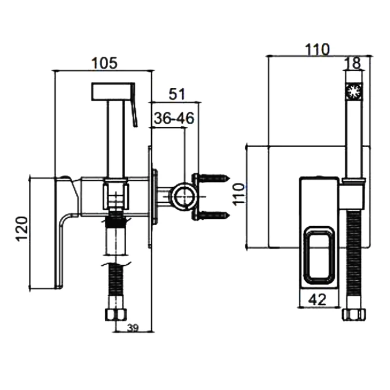 Гигиенический душ со смесителем Gappo G17-6 G7217-6 Черный матовый