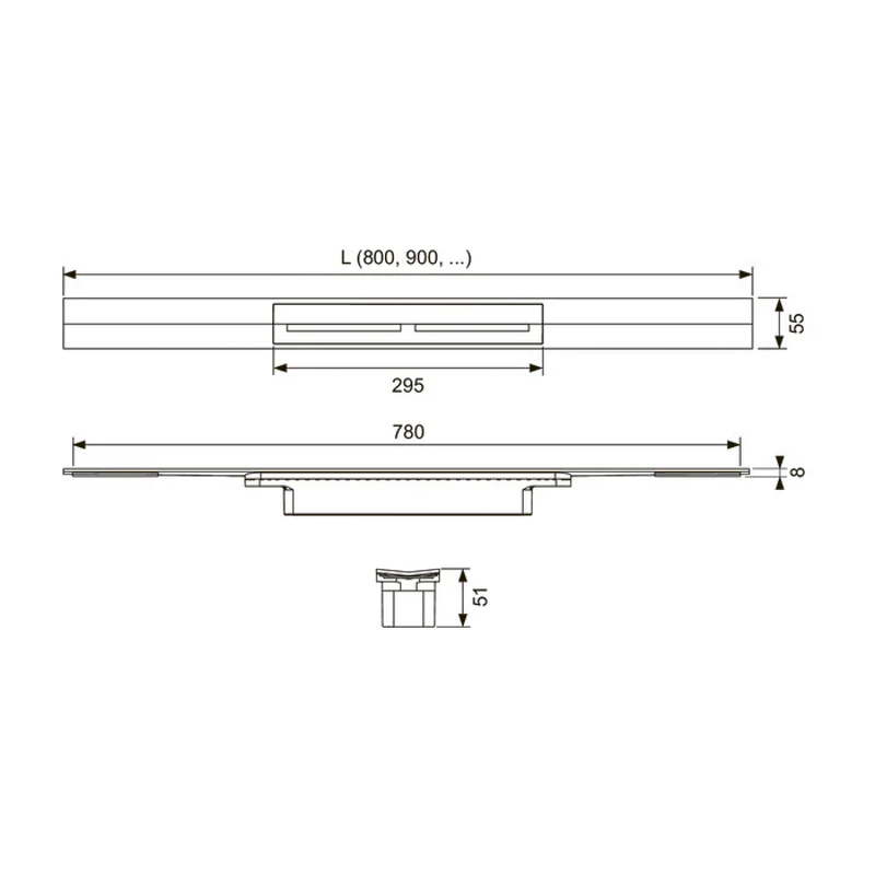 Душевой лоток Tece Drainprofile 100 671021 с решеткой с черным PVD покрытием