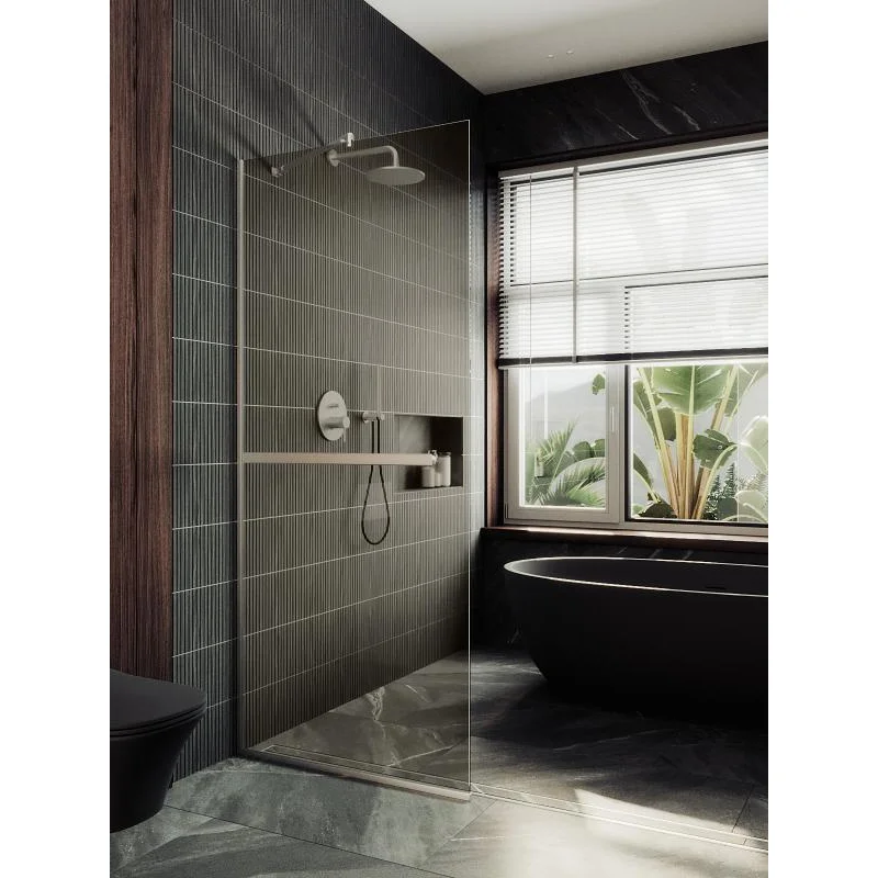 Душевая перегородка Maybah Glass MGD-727-5у 790x1950 в узком профиле Хром матовый стекло бронзовое Душевая перегородка Maybah Glass MGD-727-5у 790x1950 в узком профиле Хром матовый стекло бронзовое