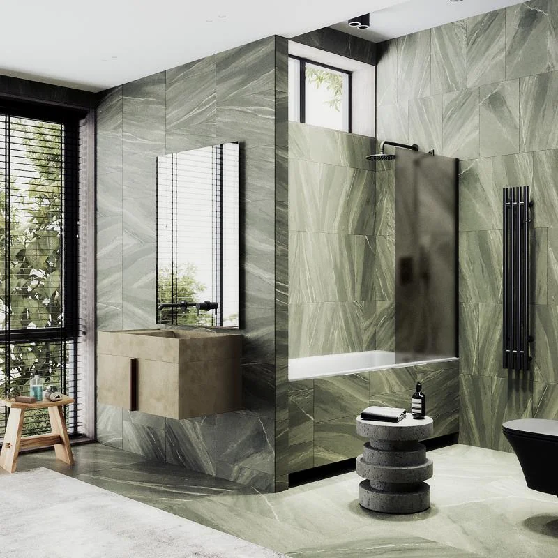 Шторка на ванну Maybah Glass MGV-72-6ш 400x1400 в широком профиле Черный стекло бронзовое матовое Шторка на ванну Maybah Glass MGV-72-6ш 400x1400 в широком профиле Черный стекло бронзовое матовое