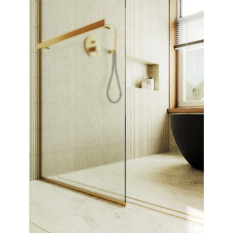 Душевая перегородка Maybah Glass MGD-731-3у 790x1950 в узком профиле Золото стекло сатиновое