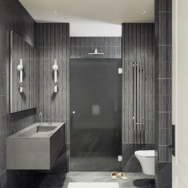 Душевая дверь Maybah Glass MGD-528-4 905x1950 на петлях Хром глянцевый стекло графитовое матовое