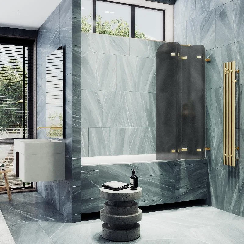 Шторка для ванны MaybahGlass складная 4 секции 1400*980 Стекло 6 мм Графит матовый