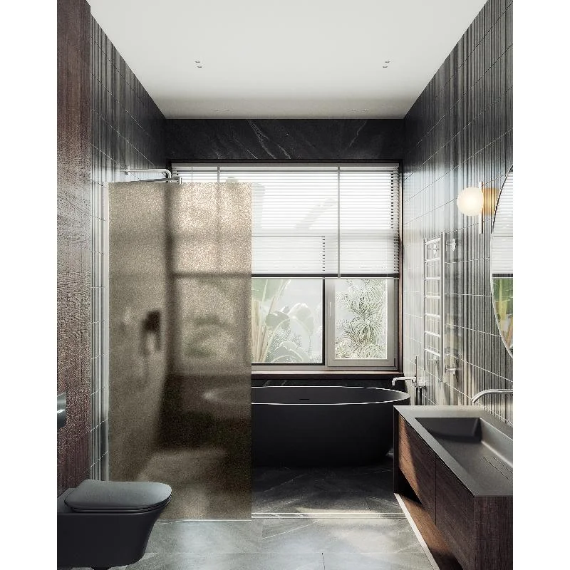 Душевая перегородка Maybah Glass MGD-697-5ш 790x1950 в широком профиле Хром матовый стекло бронзовое матовое