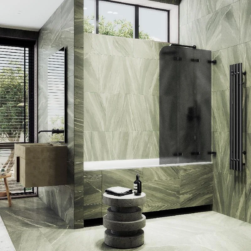 Шторка для ванны MaybahGlass складная 3 секции 1400*750 Стекло 6 мм Графит матовый