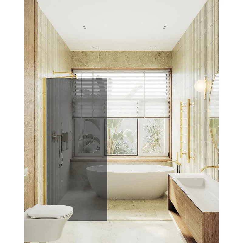 Душевая перегородка Maybah Glass MGD-698-3ш 790x1950 в широком профиле Золото стекло графитовое