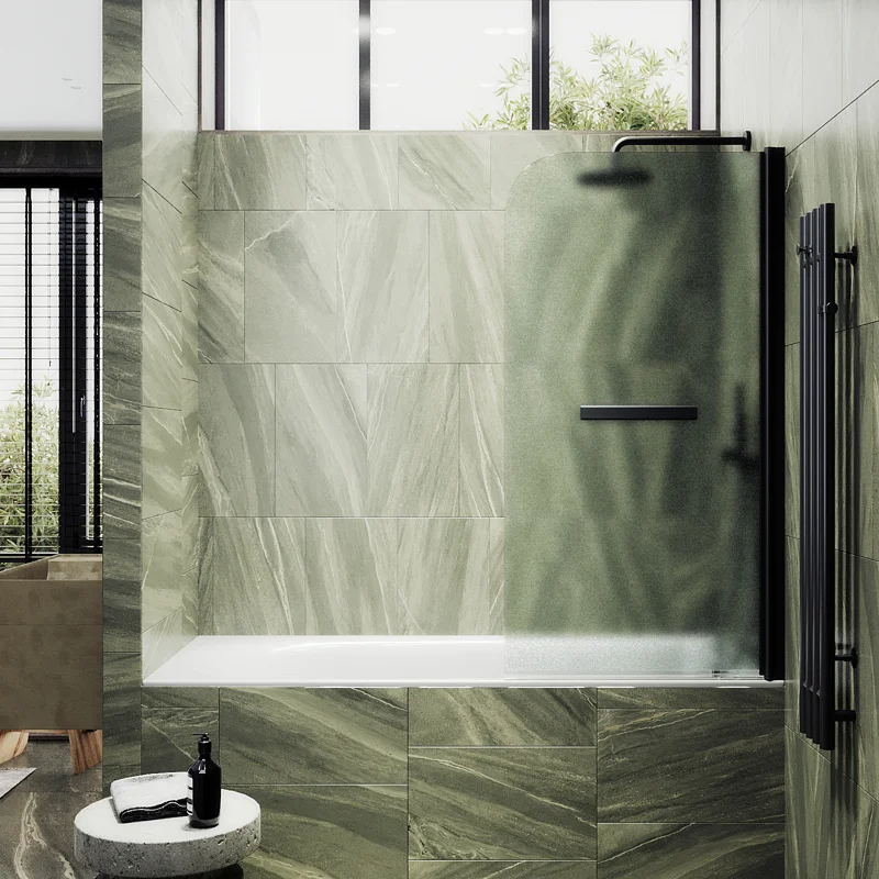 Шторка поворотная MaybahGlass на монопетле 1400*700 6 мм Сатин +Полотенцедержатель