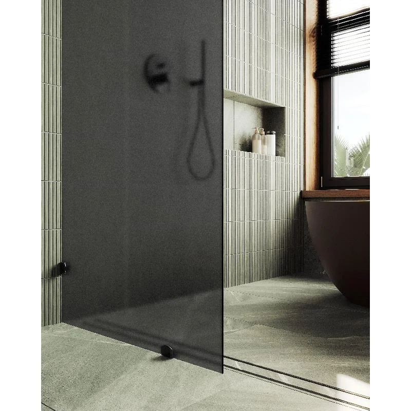 Душевая перегородка MaybahGlass MGD-271-6 79x195, стекло графит матовый 8 мм, профиль черный