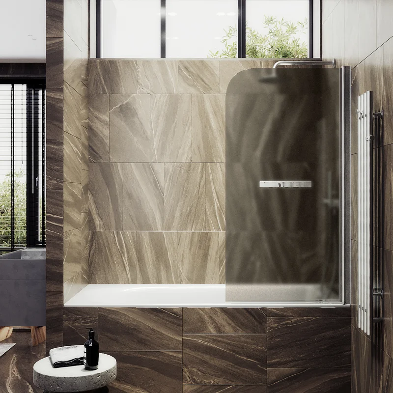 Шторка поворотная MaybahGlass на монопетле 1400*600 6 мм Бронза матовая +Полотенцедержатель