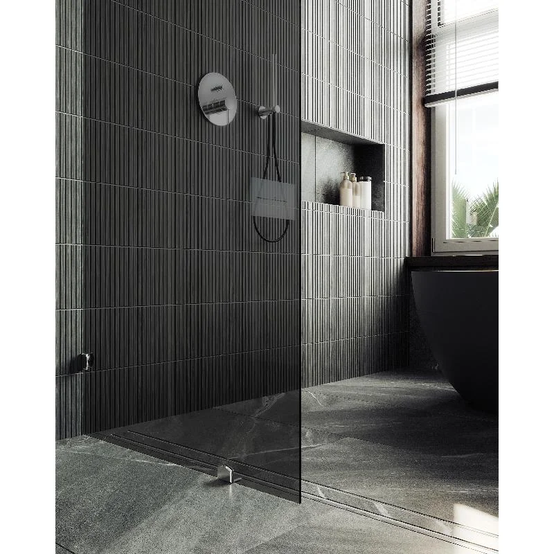 Душевая перегородка MaybahGlass MGD-274-4 79x195, стекло графит 8 мм, профиль хром глянцевый