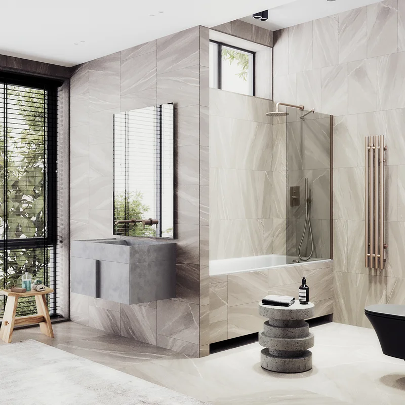 Шторка на ванну Maybah Glass MGV-67-2ш 500x1400 в широком профиле Бронза стекло бронзовое