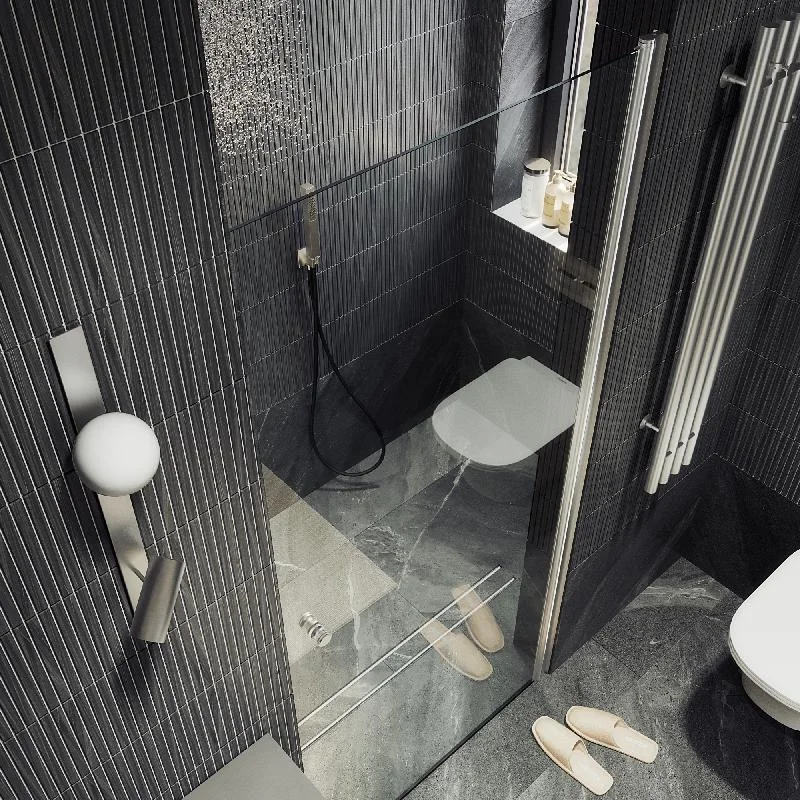 Душевая дверь Maybah Glass MGD-797-5 600x1980 на монопетле Хром матовый стекло прозрачное